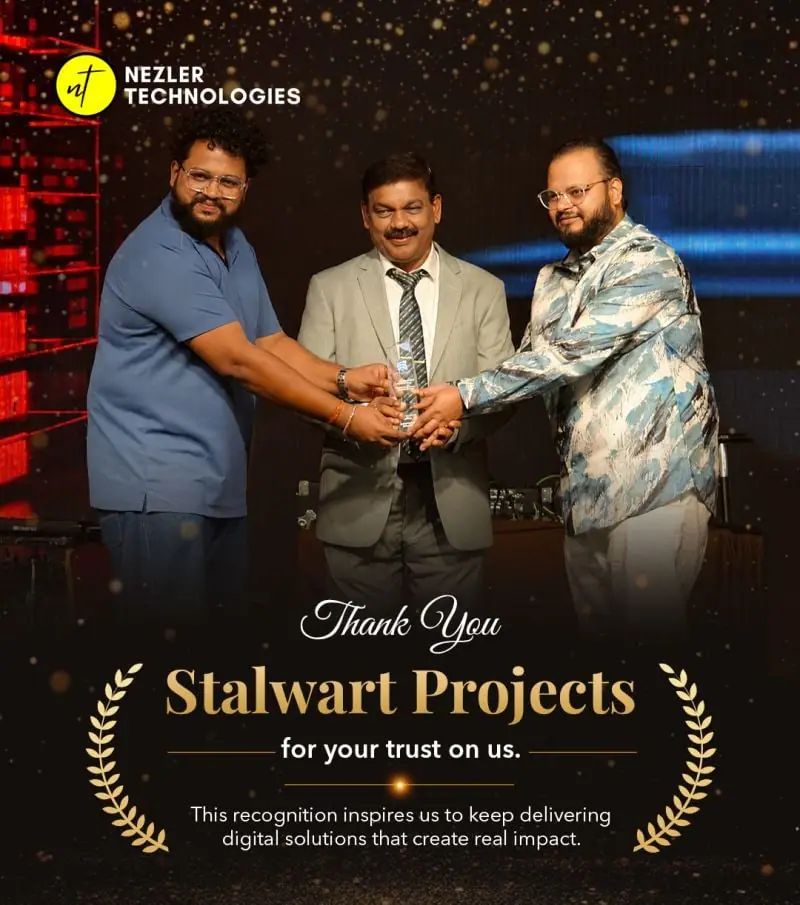 Nezler Technologies receiving a recognition award from Stalwart Projects
