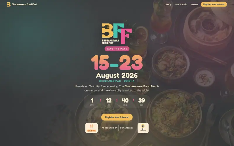 Bhubaneswar Food Fest website homepage