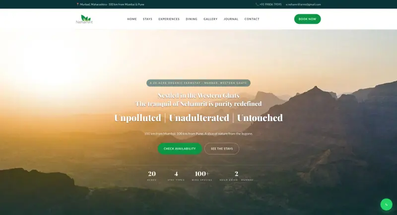Nehamrit Farms website homepage